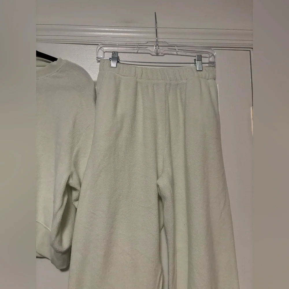 Leset Teddy Classic Crew & Jogger Set Celery Green  M French Terry Loungewear